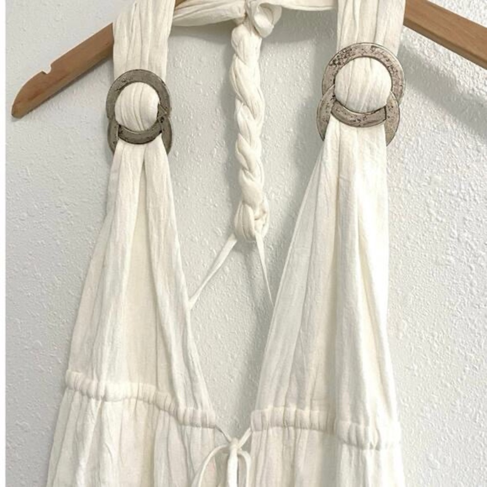 Alexis Maxi Gauze White Dress Deep V Bohemian Coastal Resort Womens Small - Picture 2 of 13